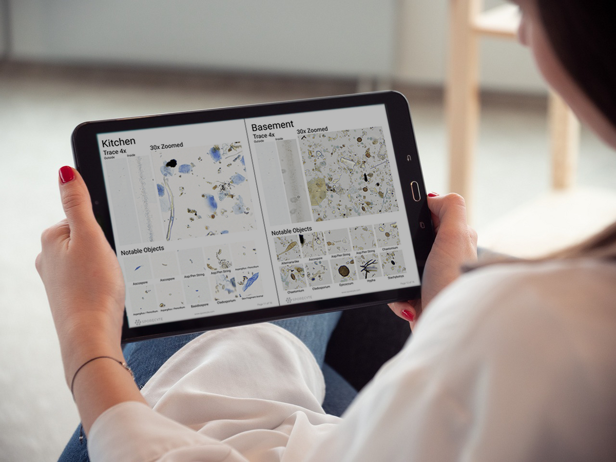 AirTrap lab report shown on a tablet